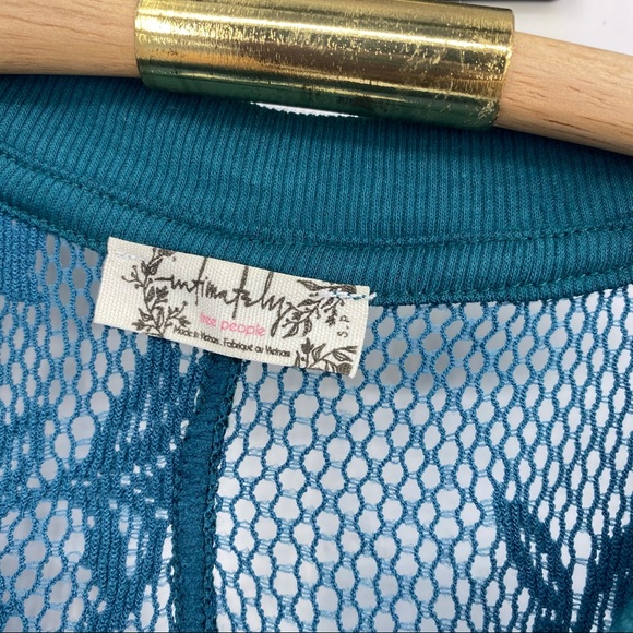 Free People Emerald Empire Jewel Lace Knit Stretchy Long Sleeve Crew Top - Picture 5 of 8